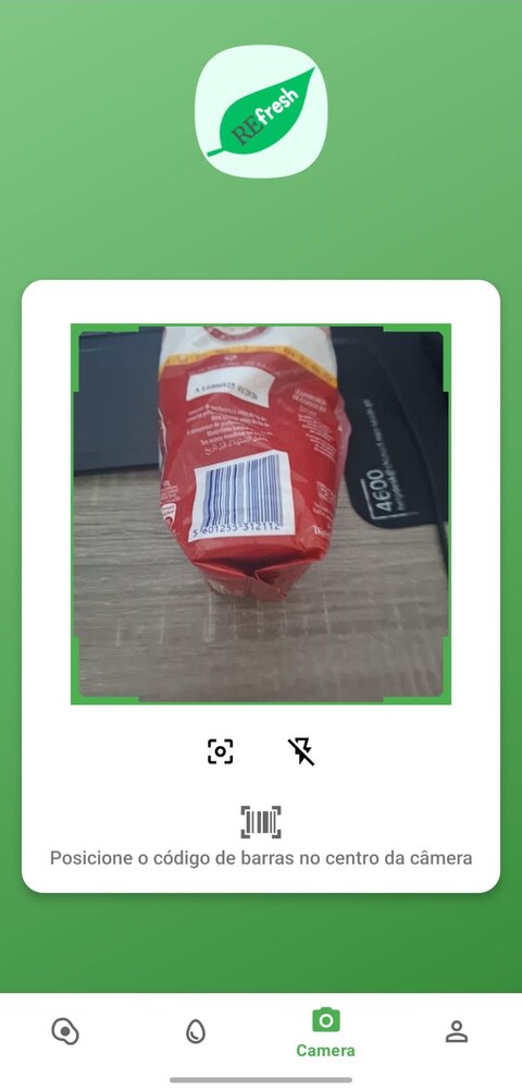 leitura de código de barras para adicionar um ingrediente