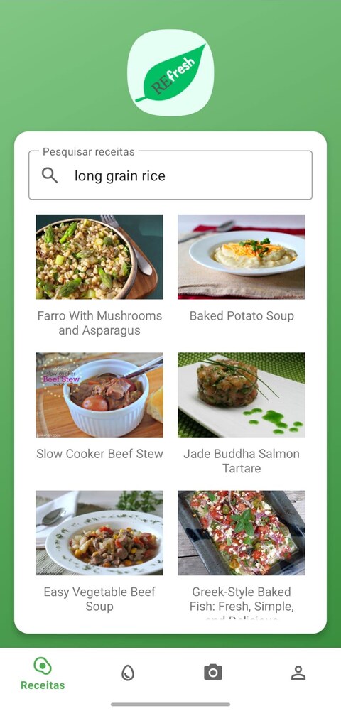 pesquisa de receitas sugeridas a partir dos ingredientes disponíveis